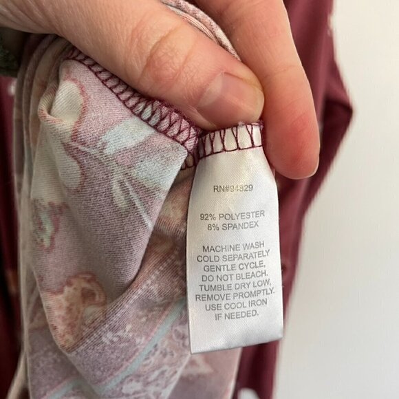 DEREK HEART Mauve Pink Floral Border Print Cold Shoulder Long Sleeve Shift Dress - Picture 10 of 15